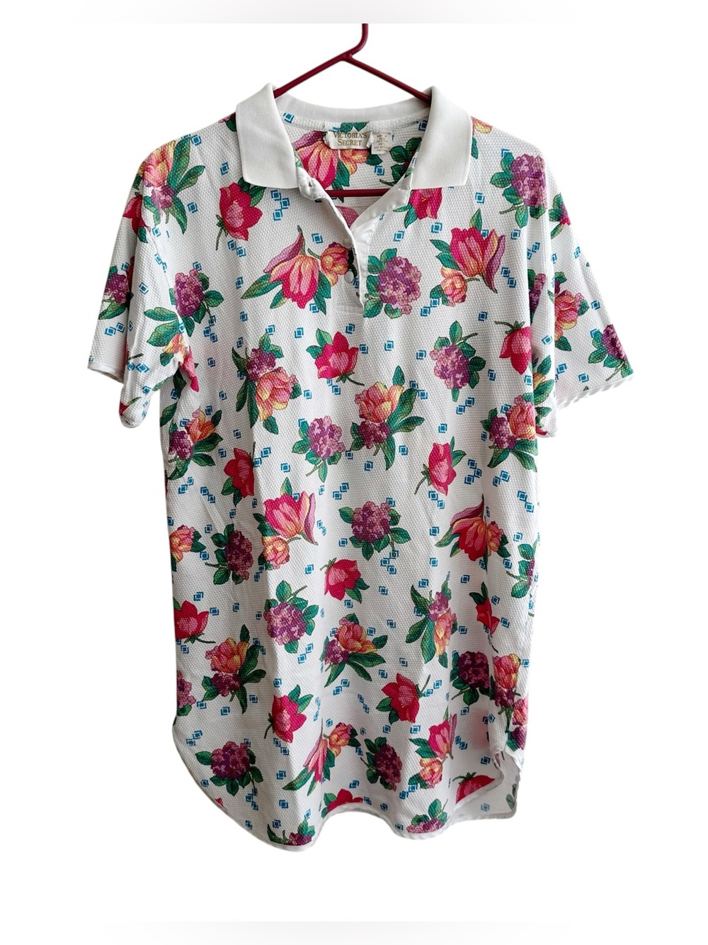 Victoria’s Secret Gold Label Vintage Textured Floral Polo Pajamas Night Shirt